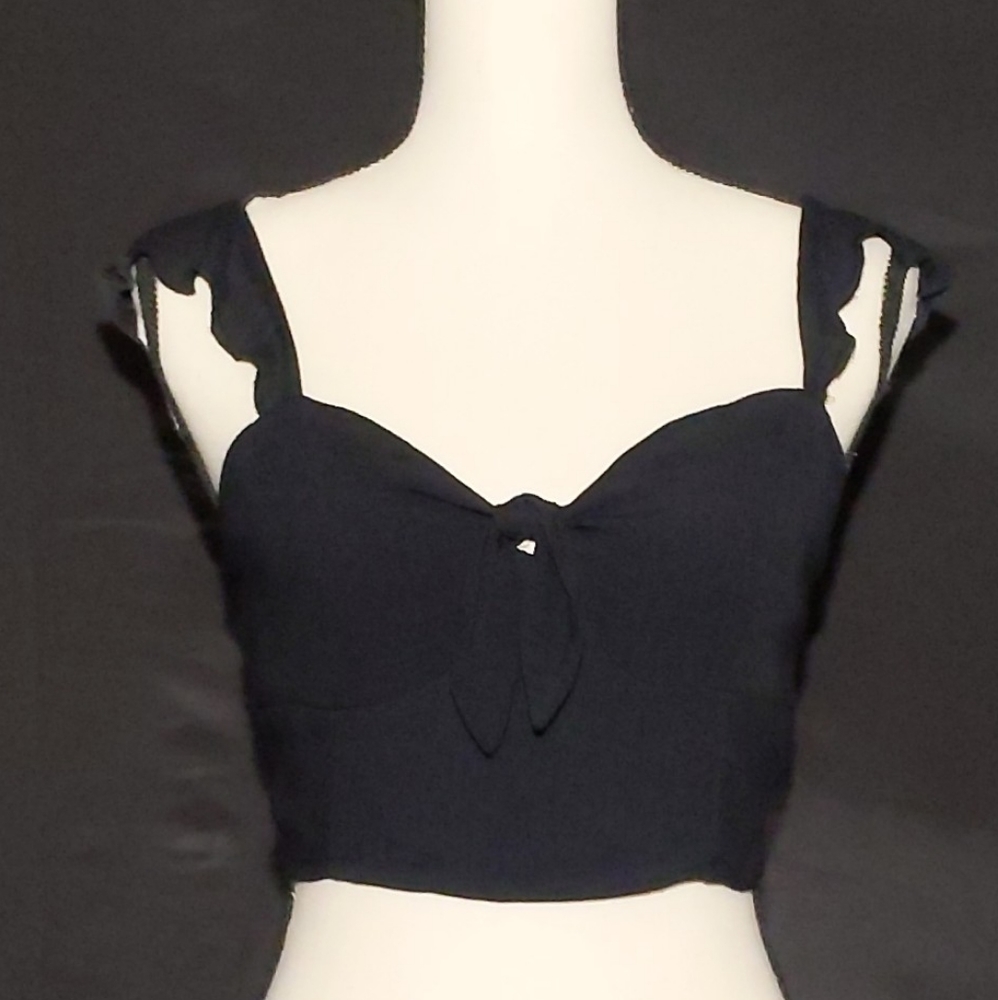 LF Into Ruffle Strap Crop Top